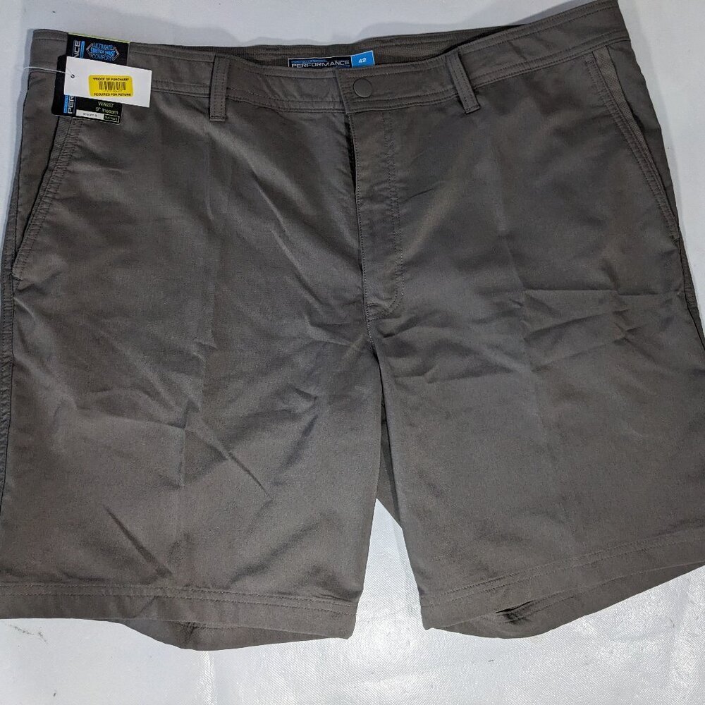NEW Size 42 Mens Roundtree & Yorke Performance Chino Flat Shorts 9"I Brown